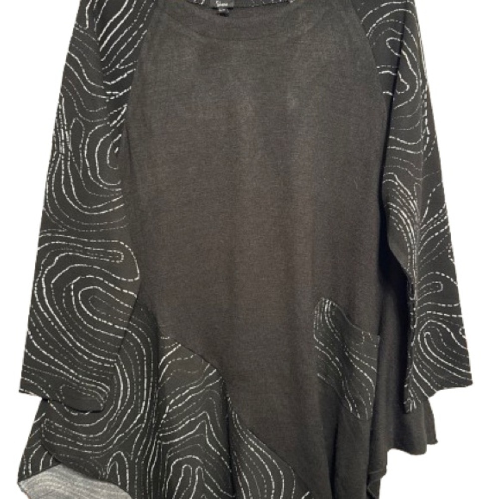 SHANA  Black Tunic top  with White Accents